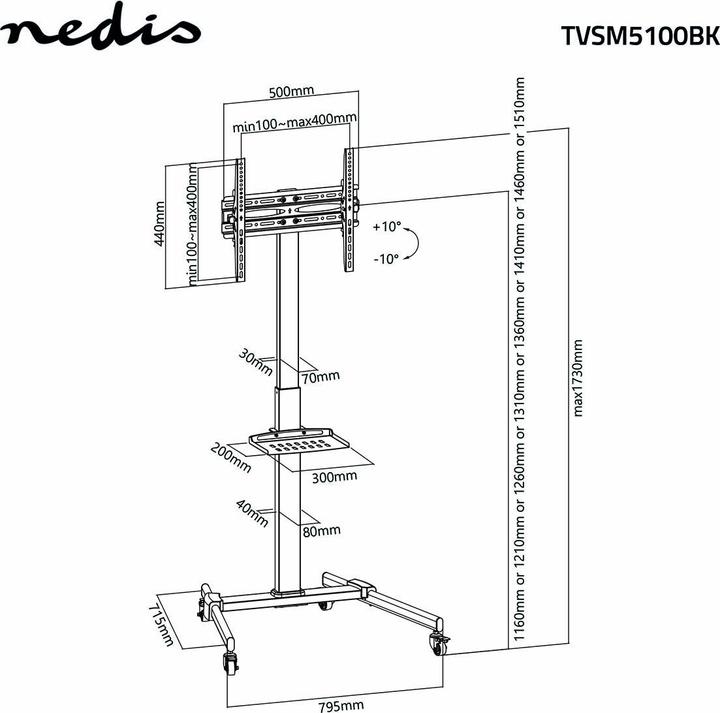 Produktbild Nedis TV Bodenständer | 32-55 " | maximal unterstützes Bildschirmgewicht: 35 kg | Premium-Säule Entw (55", 35 kg)