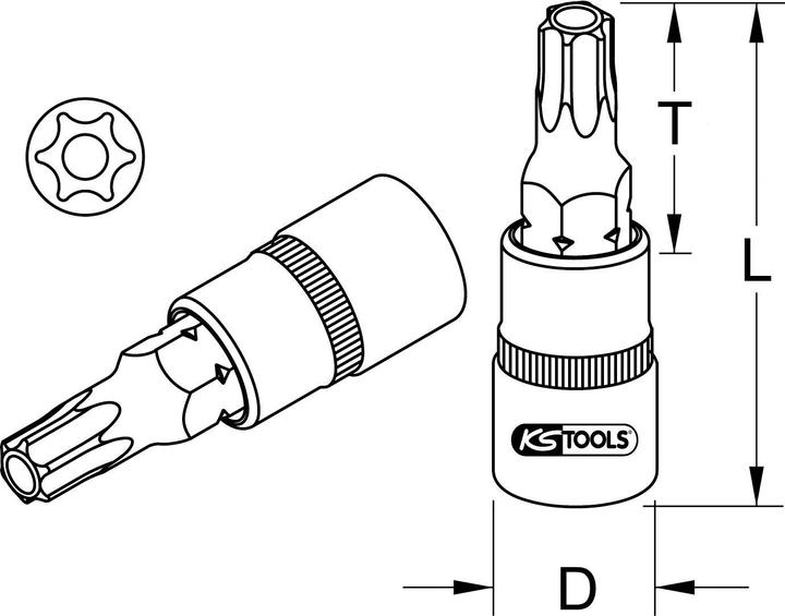 Actual product image KS Tools 3/8" CHROMEplus bit socket