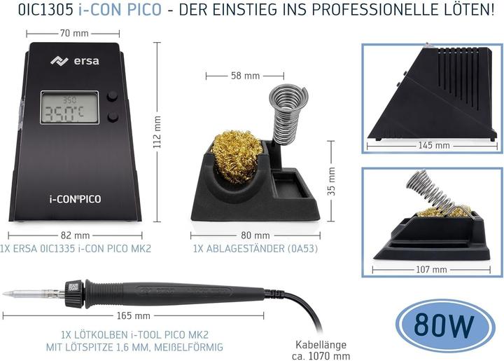 Produktbild Kurtz Ersa LÃ¶tstation i-CON PICO MK2 150-450GradC 80 W Anheizzeit ca.9 s ERSA
