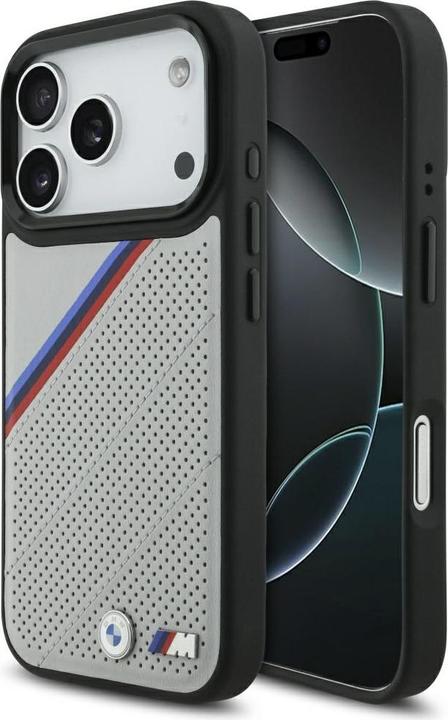 BMW Etui M Tricolor Metal Logo MagSafe do iPhone 17 Pro szary (Apple iPhone 17 Pro)