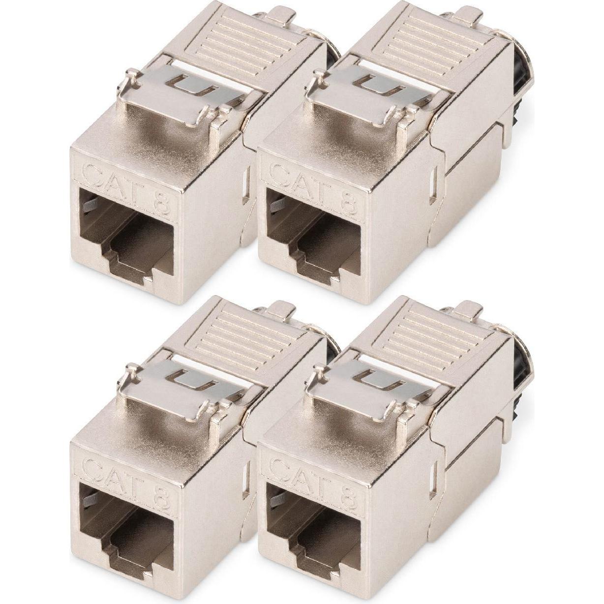Digitus Cat.8.I Keystone Modul geschirmt, werkzeuglos, Staubkappe, 4 Stk. (Keystone Modul), Netzwerk Zubehör