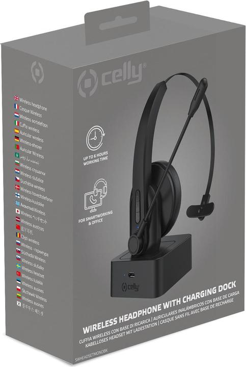 Produktbild Celly SWHEADSET Drahtloses Headset A Bluetooth Büro Ladestation Schwarz (4 h, Kabellos)