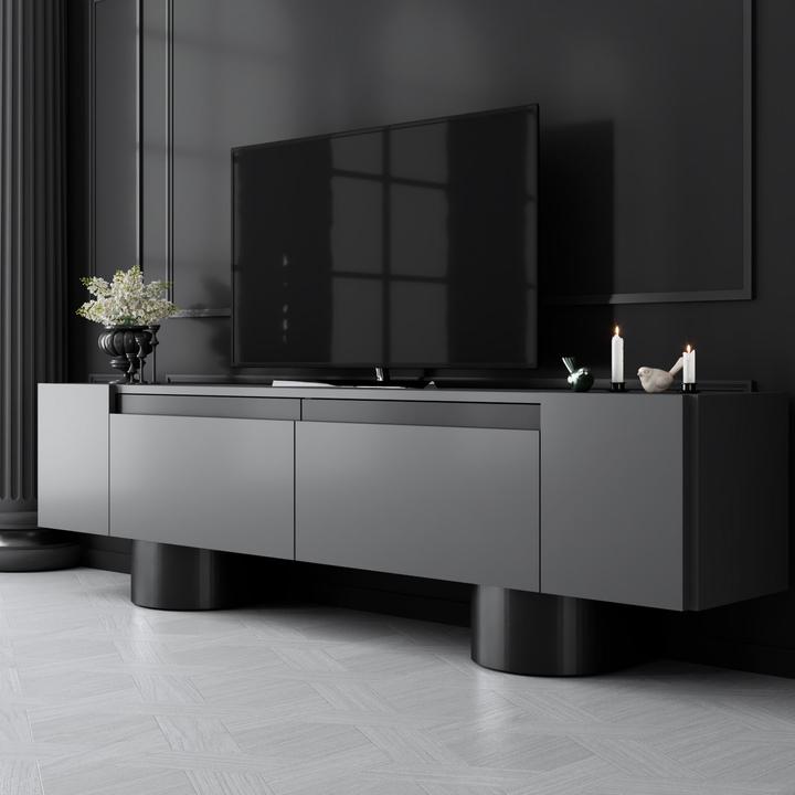 Actual product image Skye Decor Bohem Black TV Stand (180 x 30 x 50 cm)