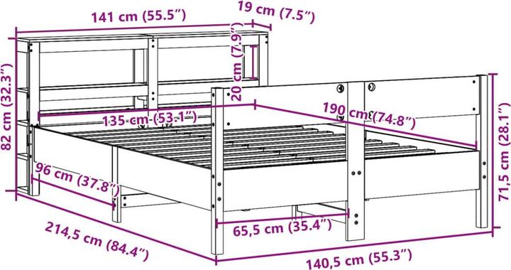 Actual product image vidaXL Bettgestell (135 x 190 cm)