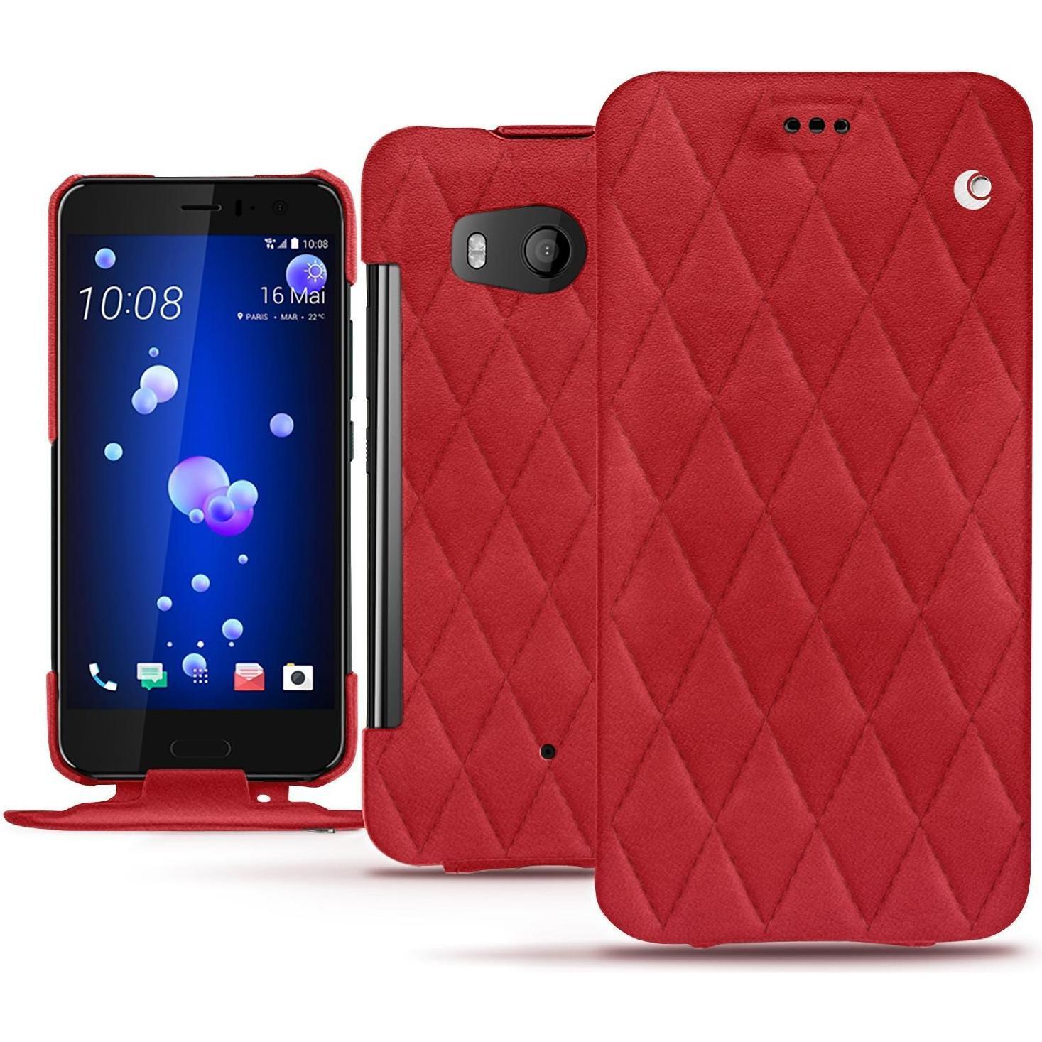 Noreve Lederschutzhülle vertikal (HTC U11), Smartphone Hülle, Rot