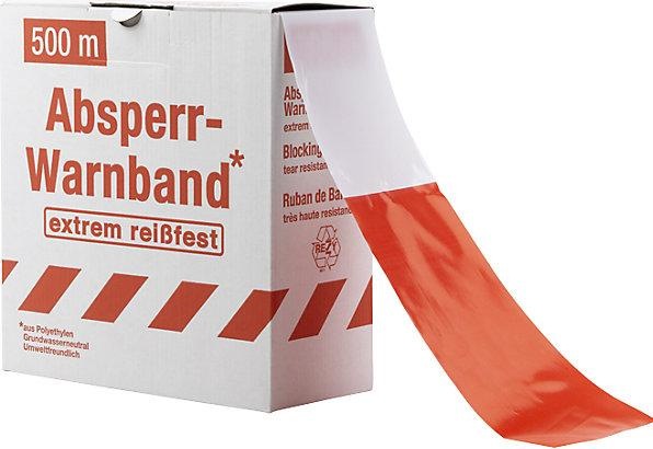 Image du produit kaiserkraft Ruban de chantier, extrêmement résistant à la déchirure, rouge/blanc, à partir
