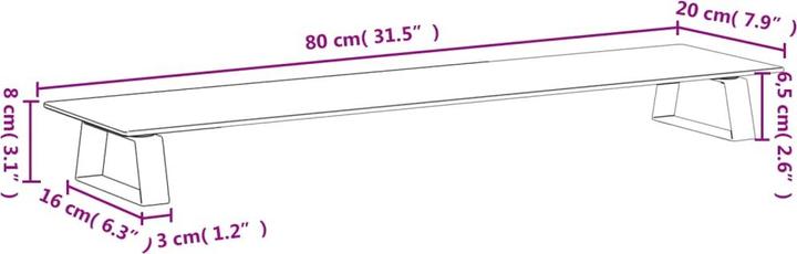 Image du produit vidaXL Support d'écran Blanc 80x20x8 cm verre trempé et
