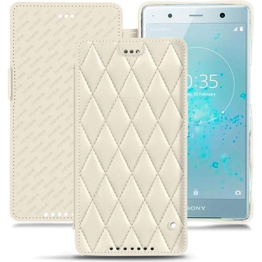 Noreve Lederschutzhülle horizontal (Sony Xperia XZ2 Premium), Smartphone Hülle, Weiss