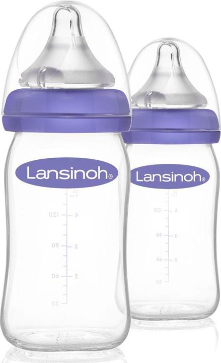 Lansinoh Babyflaschen Glas-Flasche 2er Pack 160ml mit NaturalWave® Trinksauger (160 ml)