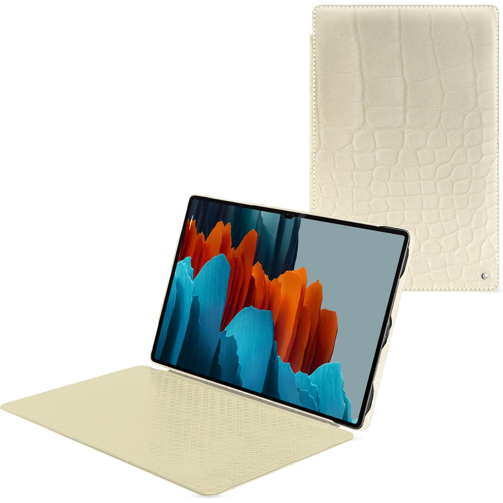 Noreve Lederschutzhülle horizontal (Galaxy Tab S9 Ultra), Tablet Hülle, Beige