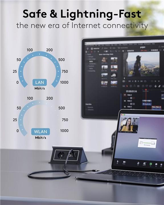 Produktbild Goobay Ethernet-Kabel USB-C auf RJ45, 5 m (USB-C, RJ45, RJ45 (1x))