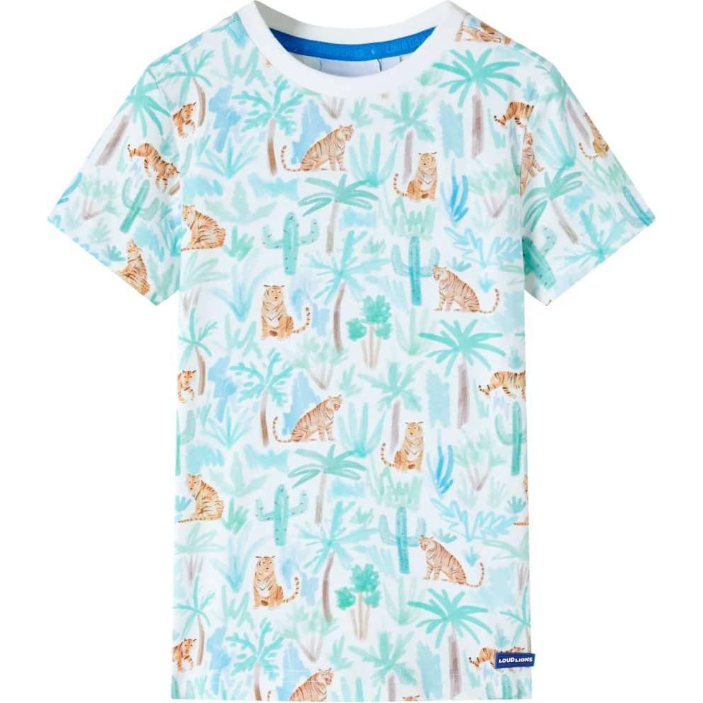 VidaXL, Jungen, Shirt, Kinder-T-Shirt Ecru 104,Material: 95 % Baumwolle. 5, Weiss, (104)