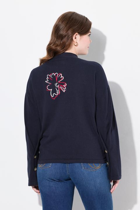 Actual product image Ulla Popken Eco Cotton Long Sleeve Fruit Embroidered Cardigan (50, 52)