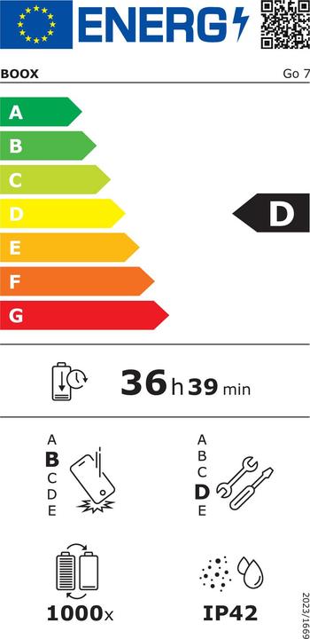 Energie-Label Onyx Boox Go 7 (7", 64 GB)