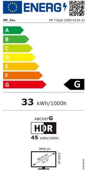 Energie-Label HP S7 Pro 732pk 4K TB4 MNTR EMEA-INTL En (3840 x 2160 Pixel, 31.50")