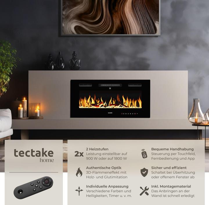 Image du produit tectake Cheminée murale électrique