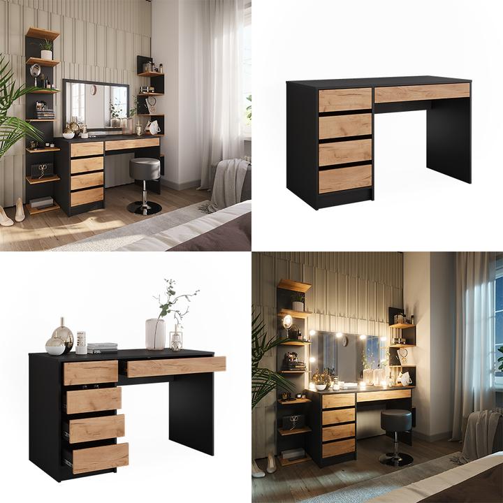 Actual product image Vicco Dressing table Sherry, Anthracite/golden oak, 120 x 75 cm without mirror (120 x 75 x 55 cm)