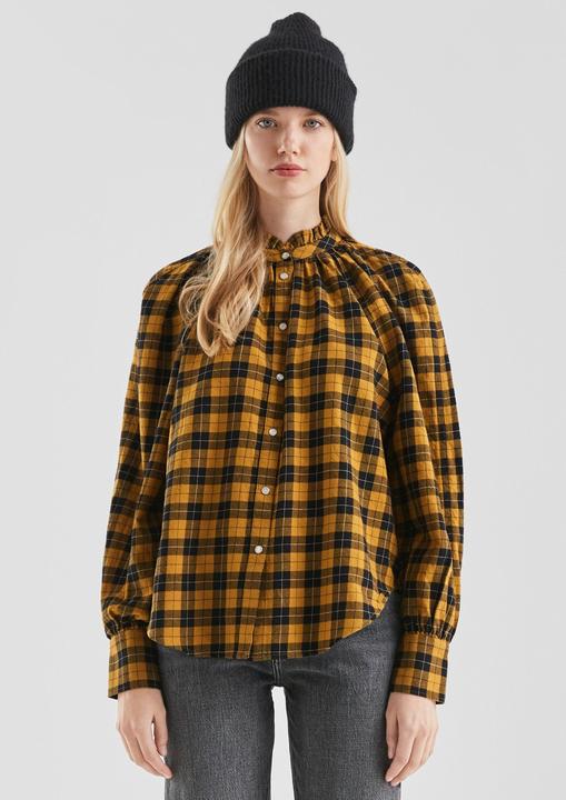 Immagine prodotto s.Oliver Bluse Karobluse mit Raglanärmel und Rüsche am Stehkragen (34)