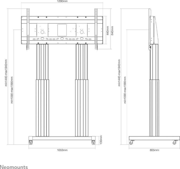 Image du produit Neomounts Support mobile motorisé pour sol - VESA jusqu'à (120", 250 kg)