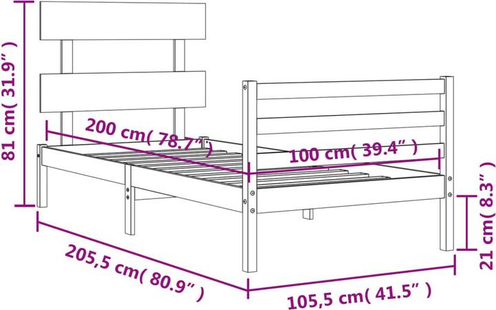 Produktbild vidaXL Bettgestell (100 x 200 cm)