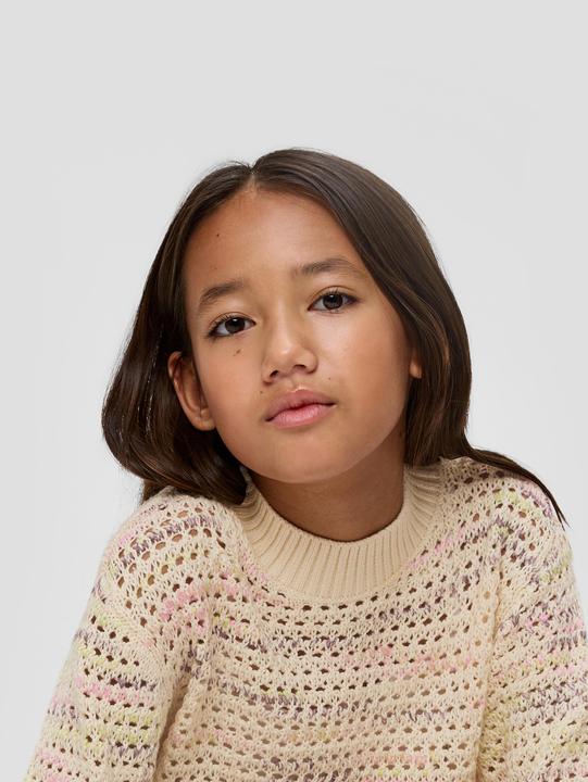 Produktbild s.Oliver Strickpullover Boxy-Lochstrickpullover aus Baumwolle mit Rippbündchen (L)