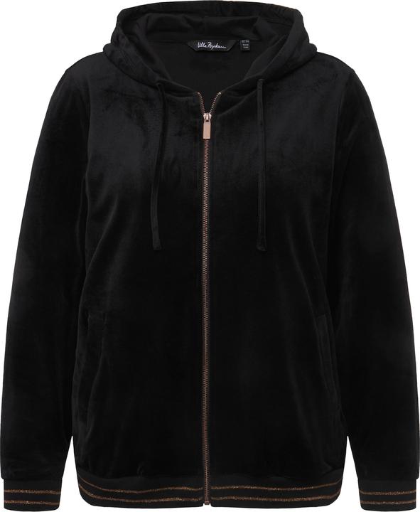 Actual product image Ulla Popken Tulip Line Print Velour Zip Front Hooded Sweatshirt (42, 44)