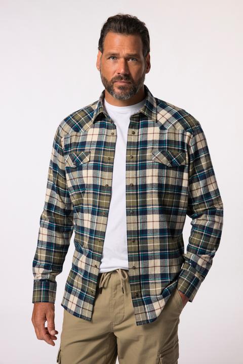 Produktbild JP1880 JP 1880 Karo-Flanellhemd, Langarm, Kentkragen, Modern Fit (4XL)