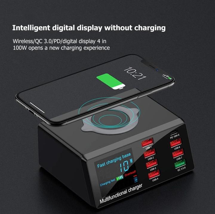 Immagine prodotto PowerGuard 8-Fach Wireless Multi Function Charger (100 W)