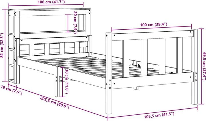 Image du produit vidaXL Bettgestell (100 x 200 cm)