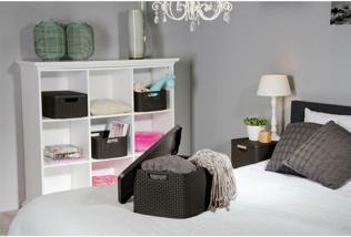 Actual product image Curver Basket with lid Rattan Style M dark gray (40 x 29 x 19 cm, 18 l)