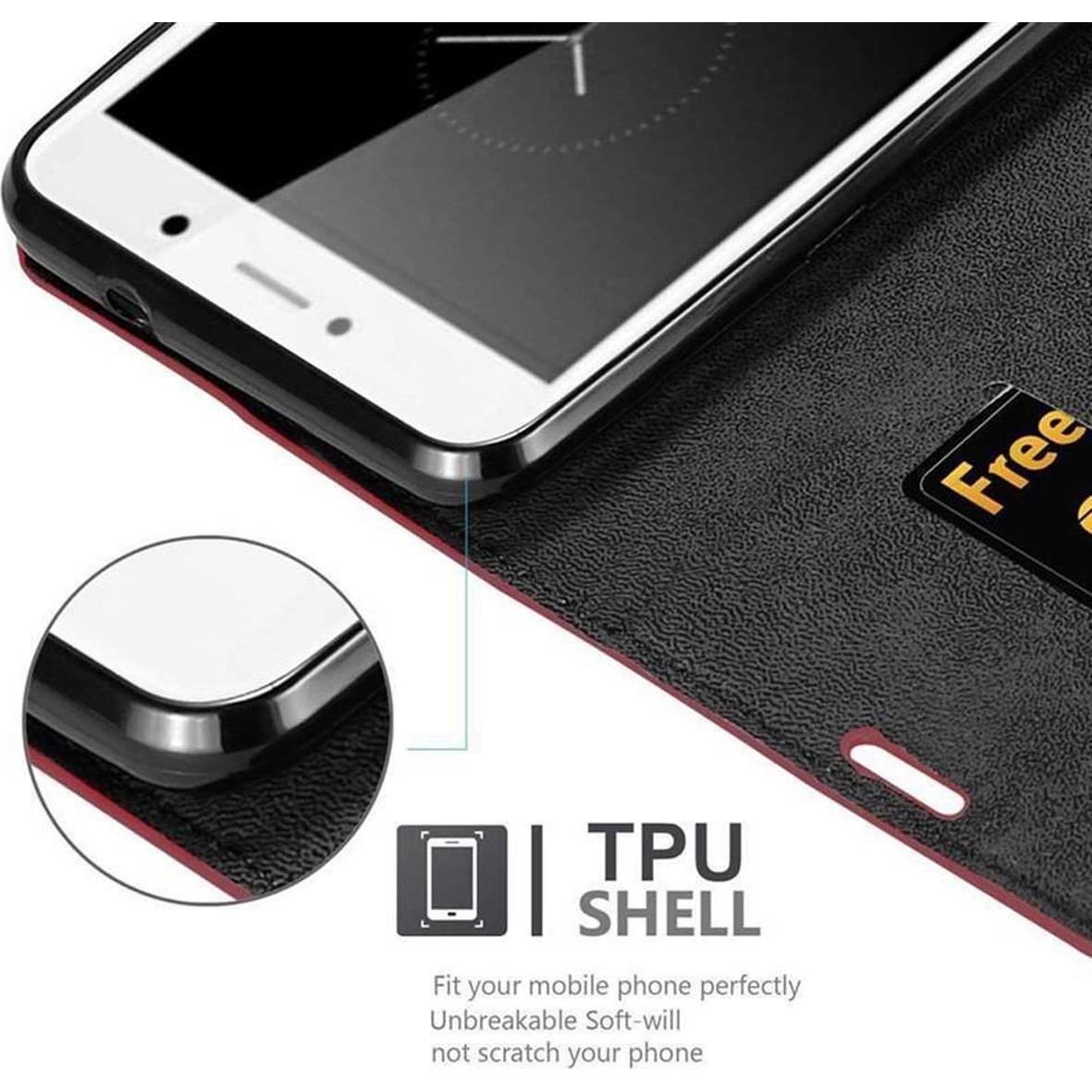 Thumbnail - Cadorabo Book Invisible Magnet Cover (Huawei Enjoy 7 Plus), Smartphone Hülle, Rot