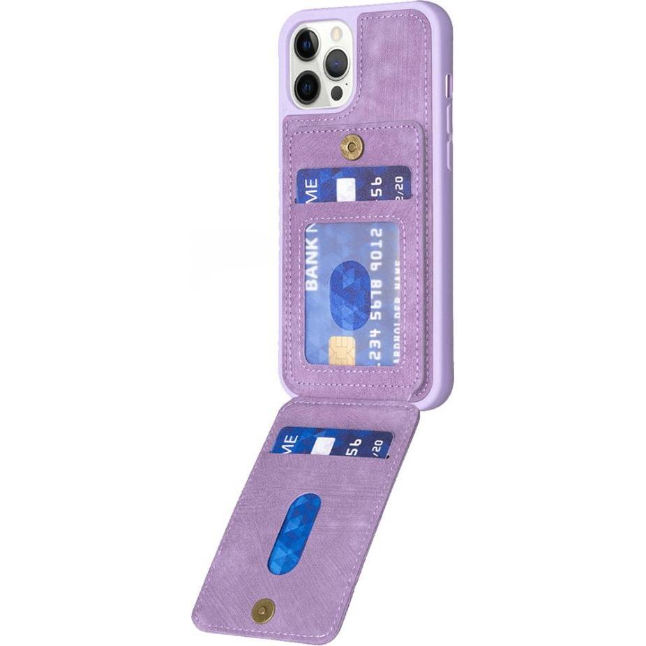 Thumbnail - Cover-Discount iPhone 15 Pro - Kickstand Case mit Kartenfächer lila (Apple iPhone 15 Pro), Smartphone Hülle, Violett