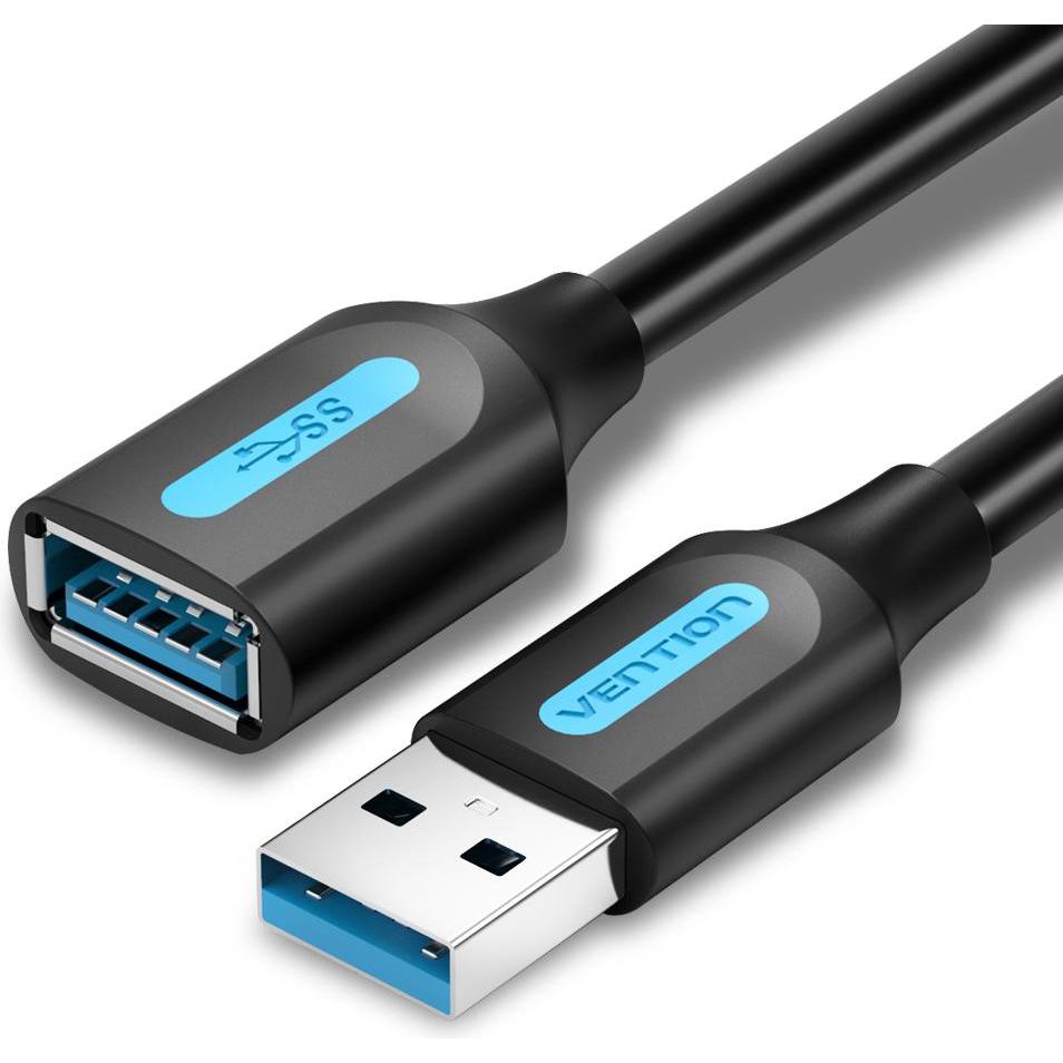 Thumbnail - Vention USB 3.0 male to female extension cable CBHBF 1m Black PVC (1 m, USB 3.0), USB Kabel