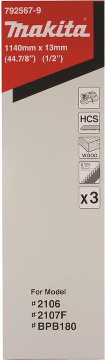 Image du produit Makita 792567-9 13x0,5x1140mm 6T 3Pcs... Pour le bois