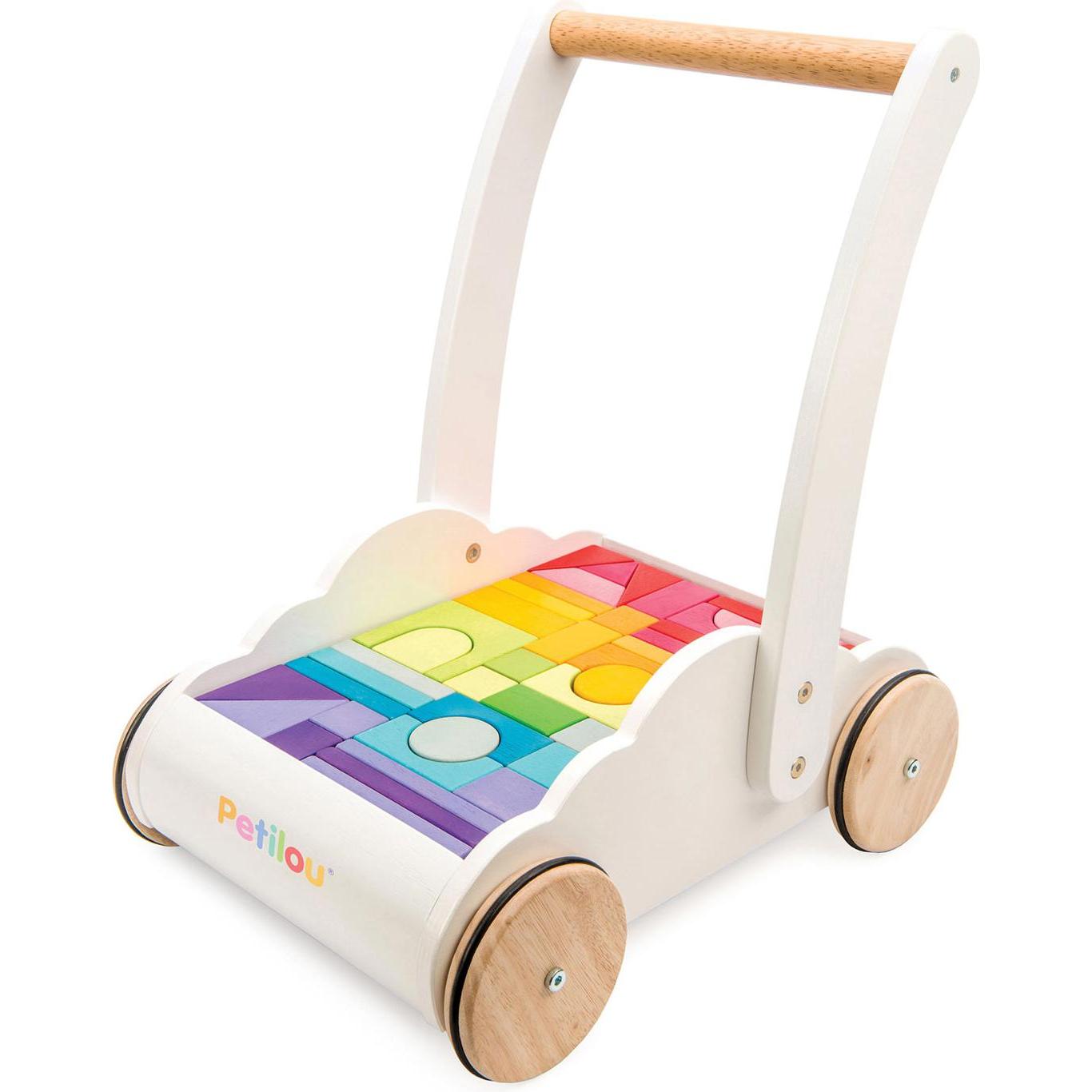 Le Toy Van Lauflernwagen mit Klötzen in Regenbogenfarben