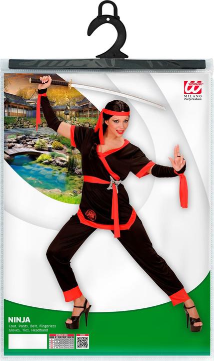Actual product image Widmann NINJA GIRL (jacket, trousers, belt, fingerless gloves, cords, headband), XS (XS)