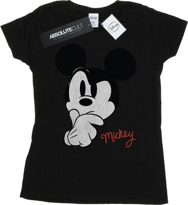 Actual product image Disney Womens/Ladies Mickey Mouse Distressed Ponder Cotton T-Shirt (XL)