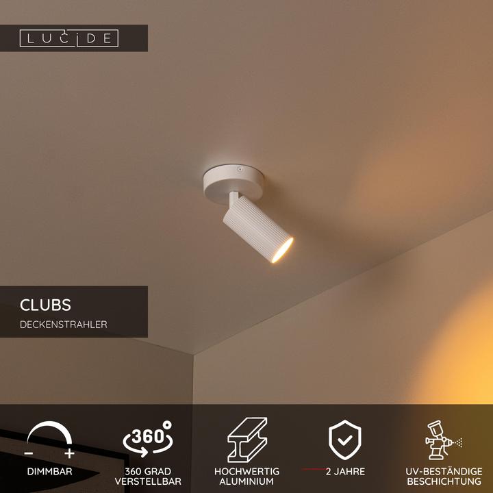 Produktbild Lucide CLUBS - Deckenstrahler - 1xGU10 - Weiss 09939/01/31 (GU10)