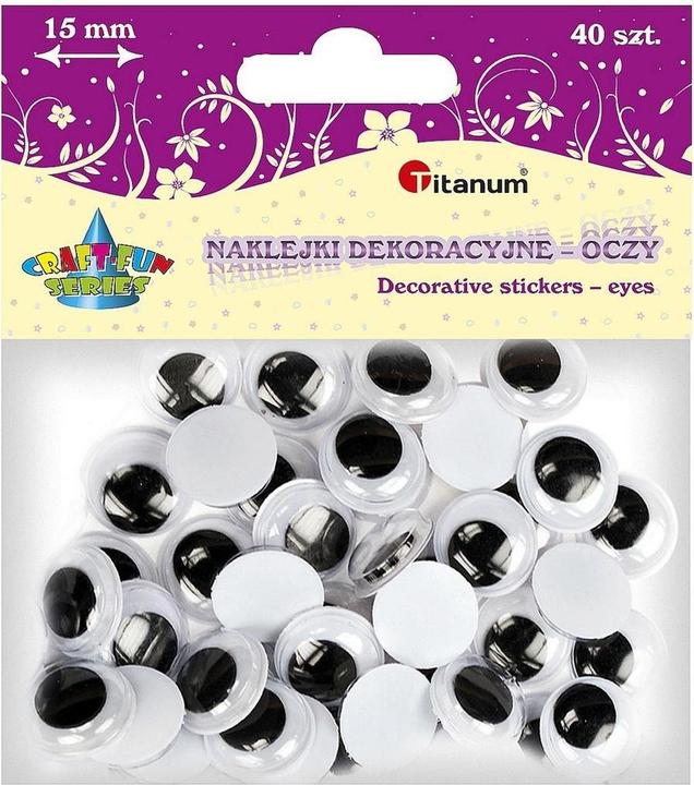 Titanum Selbstklebende Augen ohne Wimpern 15mm rund 40 Stk (Ciglia artificiali)