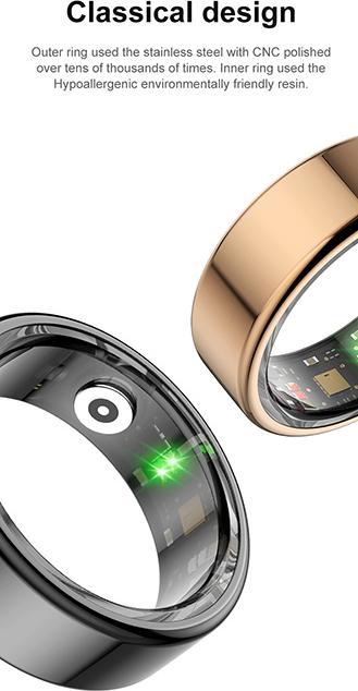 Image du produit Powerton SMART Ring Grösse 9 schwarz / Smart Ring / BT 5.0 / IP68 (9, Noir)