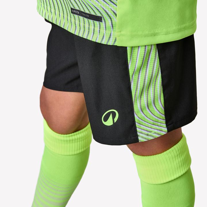 Image du produit Kipsta Short de football enfant viralto wavy noir bande jaune (140)