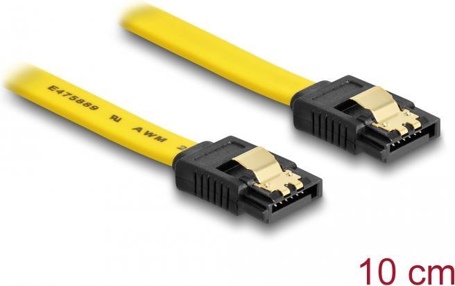 Produktbild Delock SATA-3 Kabel: 10 cm,Metall Clip,gelb (10 cm, SATA III)