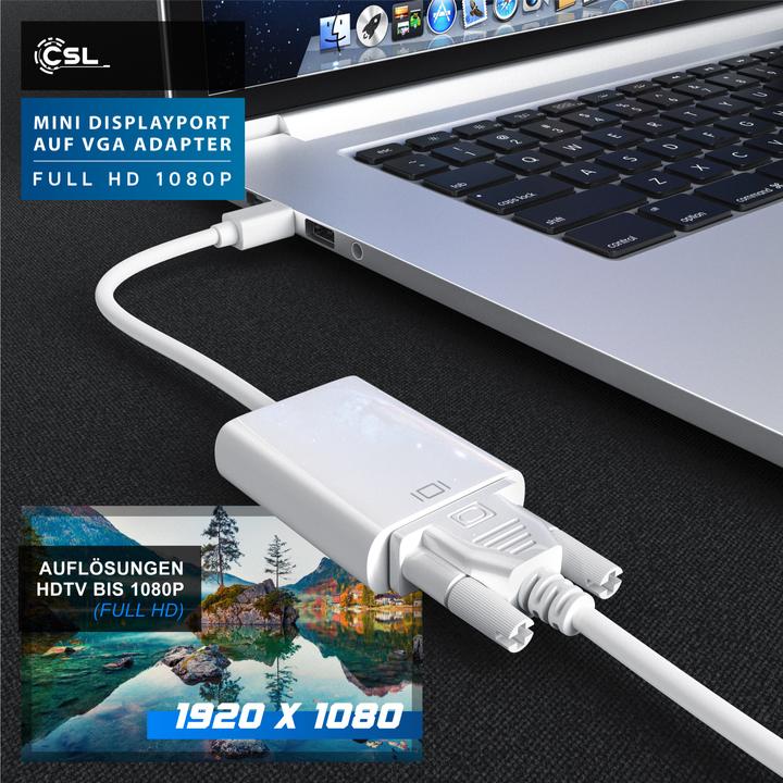 Immagine prodotto CSL Adattatore video da Mini DisplayPort a VGA, cavo adattatore Full HD da MiniDP maschio a VGA femmina (VGA)