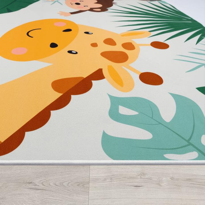 Produktbild TT Home Kinderzimmerteppich Teppich Junge Mädchen Kinderteppich Rutschfest Zoo Tiere (220 x 160 cm)
