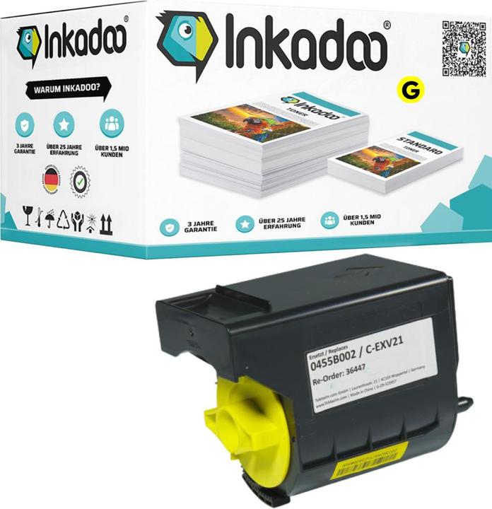 Produktbild Inkadoo Toner kompatibel zu Canon 0455B002 / C-EXV21 Toner, gelb Gelb (Y)