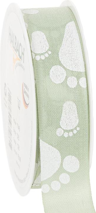 Halbach printed ribbon Baby Feet, mint