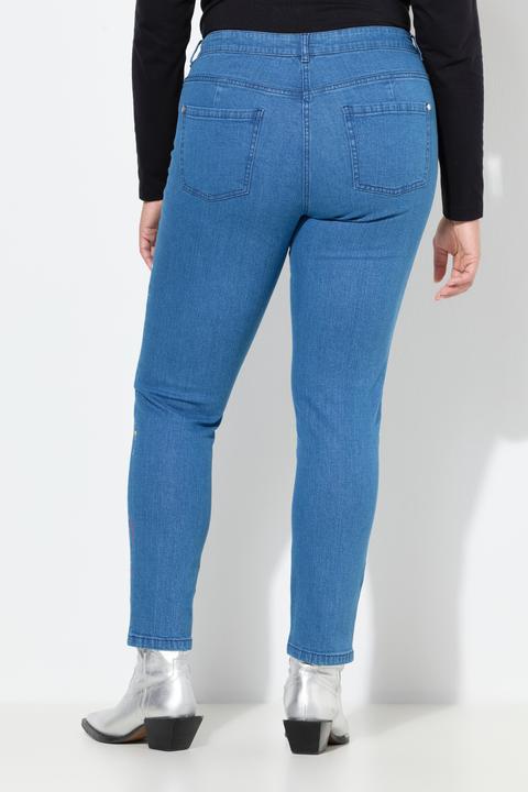 Image du produit Angel of Style Jean Skinny, coupe Slim Fit, aspect usé et imprimés fluo (44)