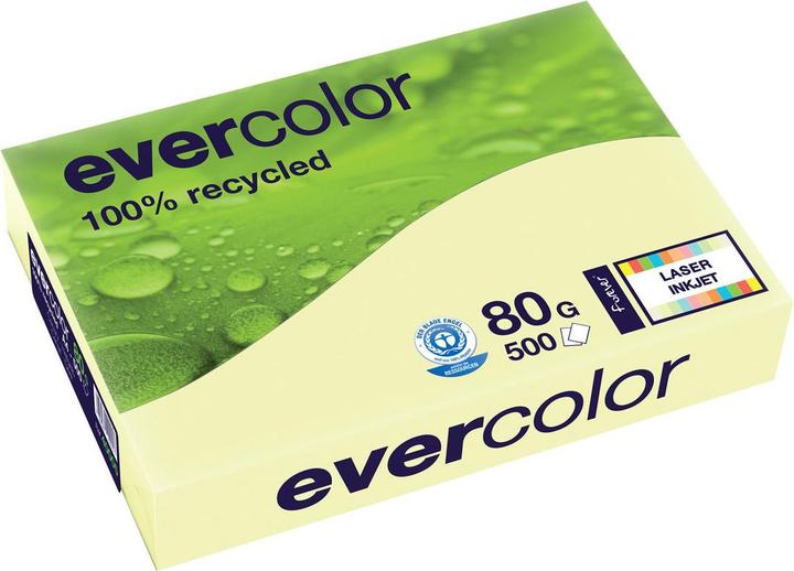 Immagine prodotto Clairefontaine Carta riciclata Evercolor giallo chiaro DIN A4 80 g/mq 500 fogli (A4, 500 lamelle, 80 g/m²)