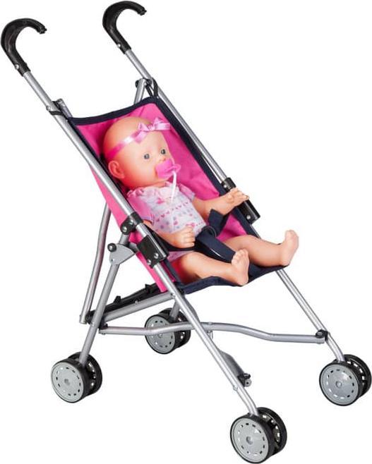 Actual product image Besttoy Doll buggy - pink/blue with flowers -