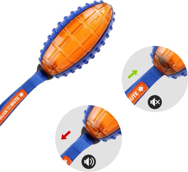 Immagine prodotto GiGwi Giocattolo per cani con funzione Push to Mute, palla, blu/arancione (Gioco da masticare per cani)